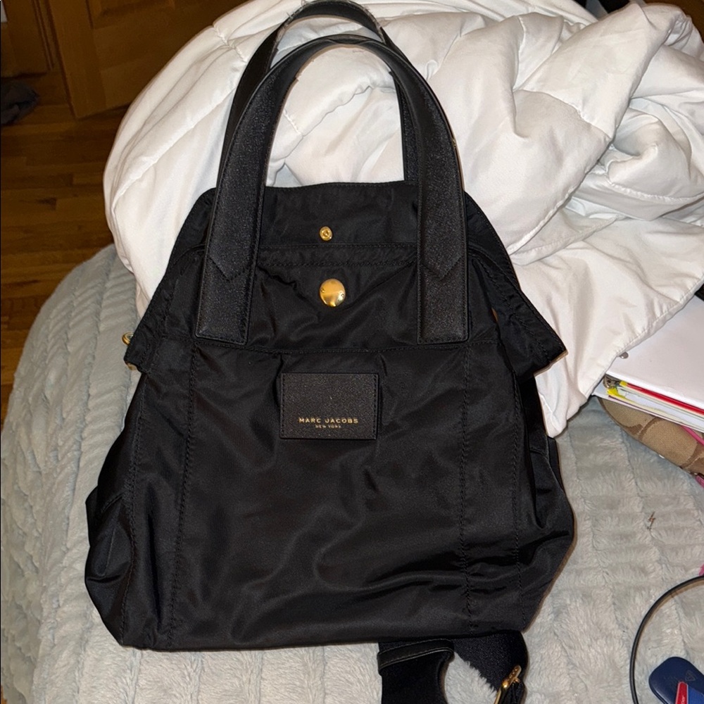 Marc Jacobs Black Tote Bag with Gold Accents